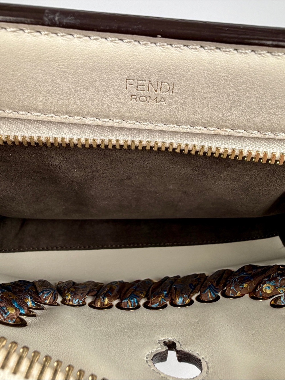 Fendi White Leather & Lace DotCom Chain Shoulder Bag Excellent Full Inclusion - Picture 12 of 15